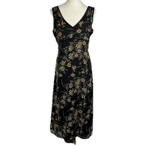 Vintage Y2K Dark Floral Babydoll Dress Sz 8 Forest Fairy Grunge Goblin Midi-Maxi